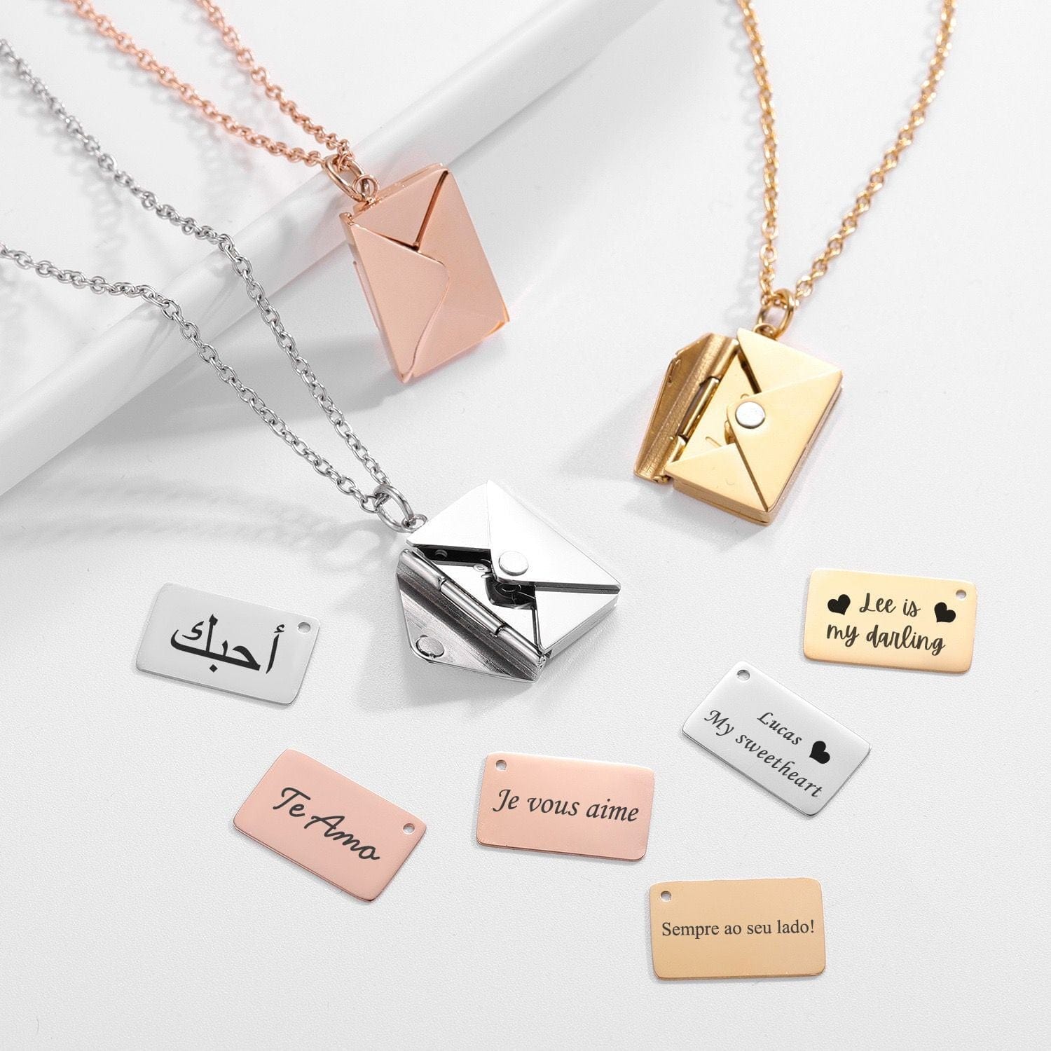 Customized Envelope Necklace + Gift box